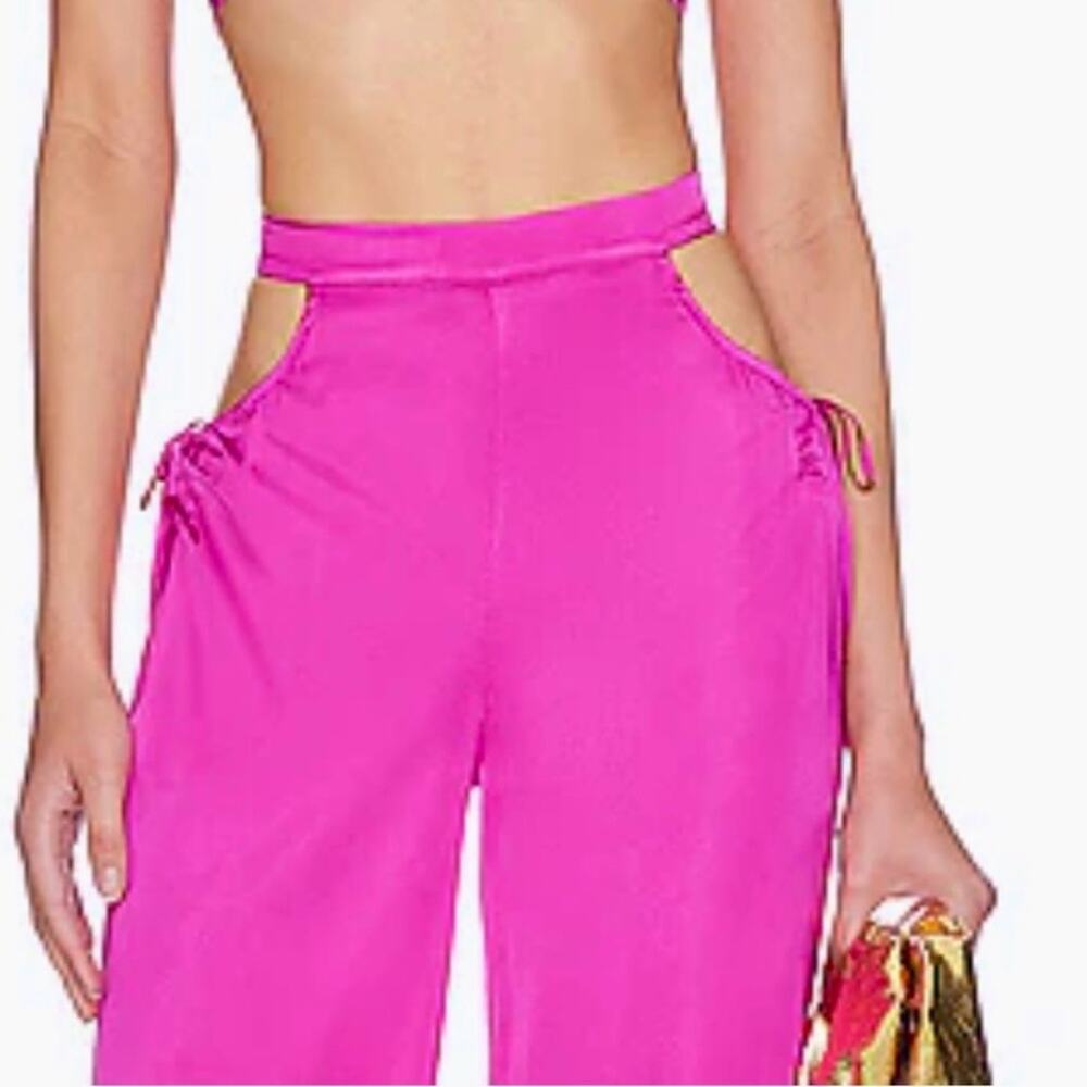 Camila Coelho hot pink satin hip cutout Wide-Leg Pants size small - Picture 4 of 16